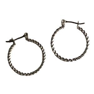 Avon Earrings Silvertone Classic Twisted Rope Hoop Fashion